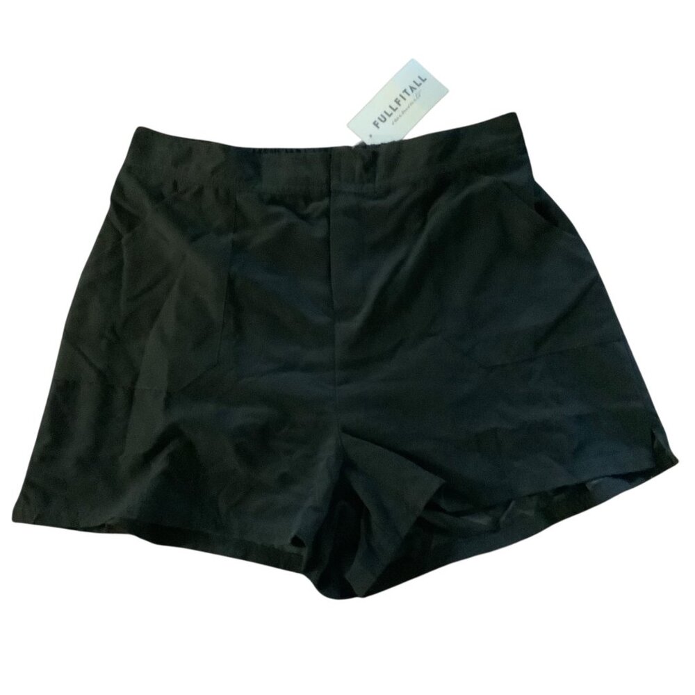 Fullfitall Women Swim Shorts Size 14 Black NEW NWT Hook Loop Close‎